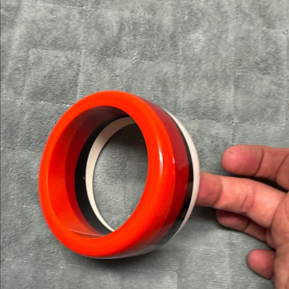 Vintage Plastic Bangle Bracelet, Multicolor, Striped, Abstract, Retro, Boho - Picture 10 of 11